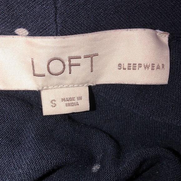 LOFT size small navy blue polka dot sleep robe - Picture 3 of 5